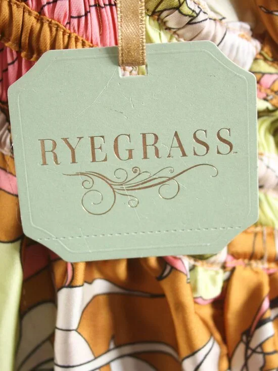 Ryegrass NWT XXL Tan Floral Smocked Waist Boho Mini Dress Long Sleeve - Picture 8 of 9